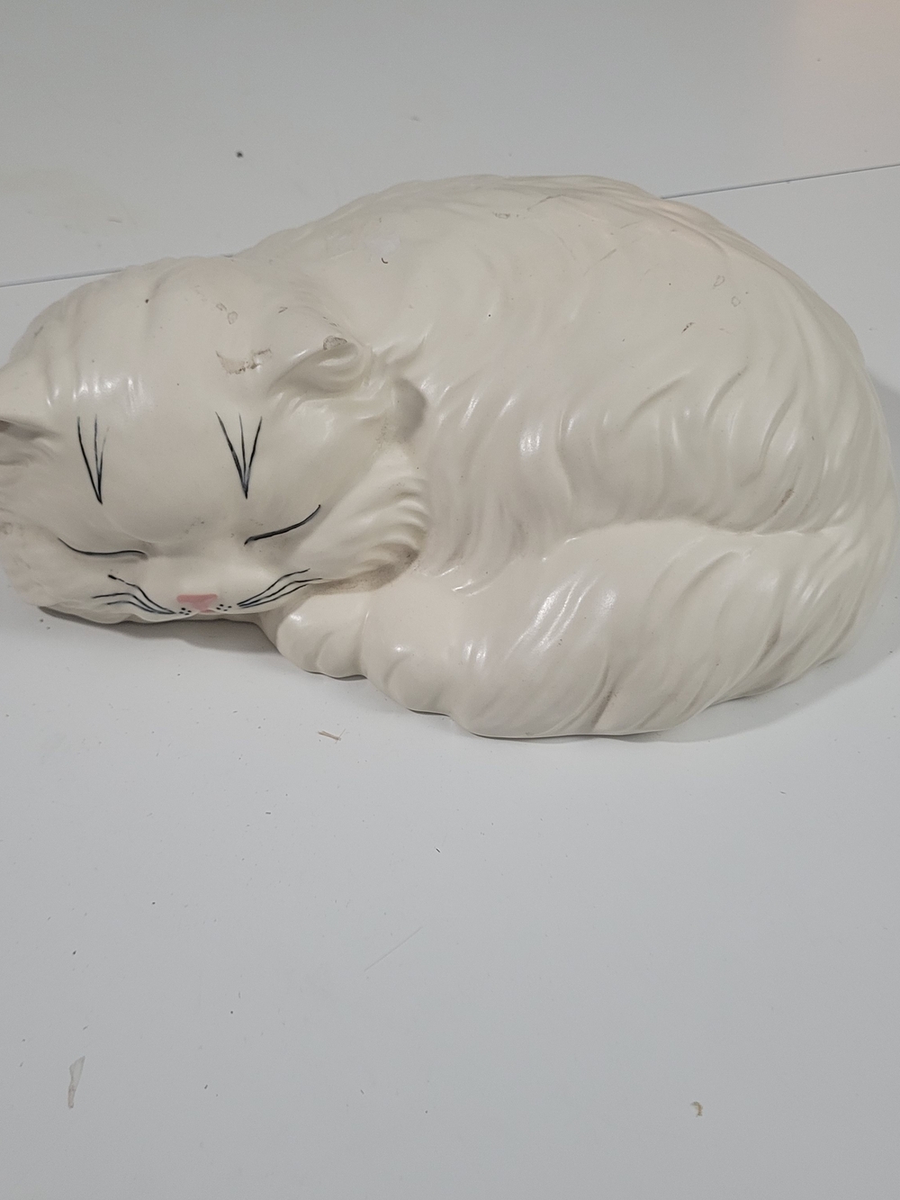 Vintage MCM Ceramic Sleeping Persian Cat Large Figurine